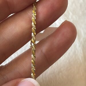 Two Toned 2.1mm Criss Cross 18k Gold Italy 925 Sterling Silver Bracelet
